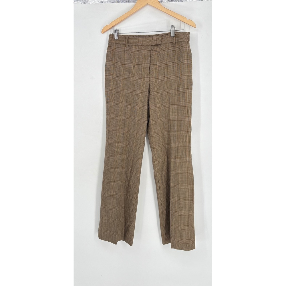 Brooks Brothers Brown Plaid Pants Straight‎ Leg Business Casual Trousers Size 6